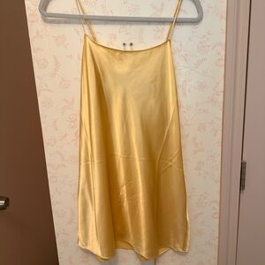 Daily Drills Satin Mini Dress in Gold w/ Neck tie